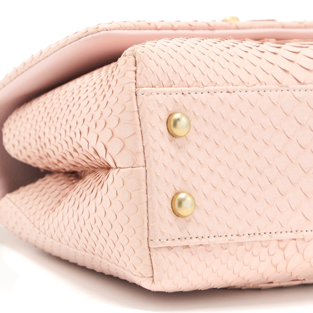 CHANEL SMALL COCO HANDLE PYTHON LEATHER LIGHT PINK BRUSHED GHW
