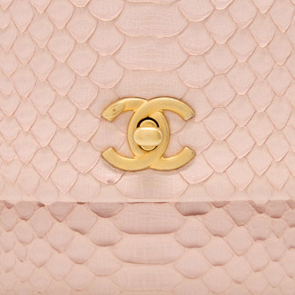 CHANEL SMALL COCO HANDLE PYTHON LEATHER LIGHT PINK BRUSHED GHW