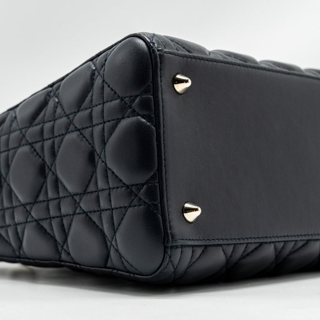 DIOR MEDIUM LADY DIOR LAMBSKIN DARK BLUE SHW