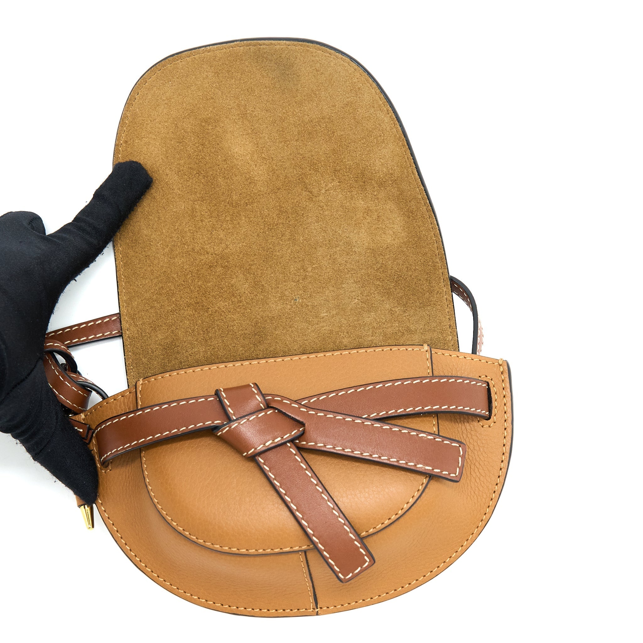 LOEWE MINI GATE CALFSKIN CARAMEL/PECAN GHW