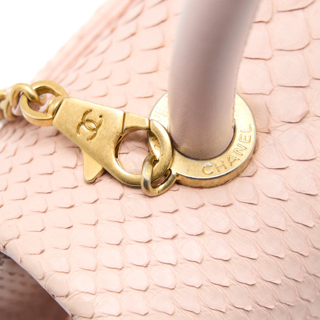 CHANEL SMALL COCO HANDLE PYTHON LEATHER LIGHT PINK BRUSHED GHW