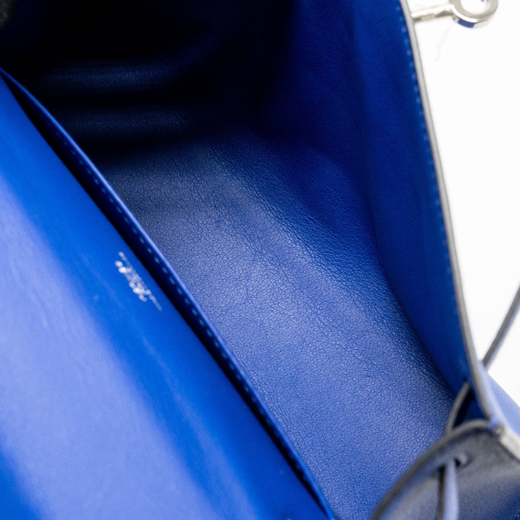 HERMES KELLY POCHETTE SWIFT BLUE ELECTRIC SHW