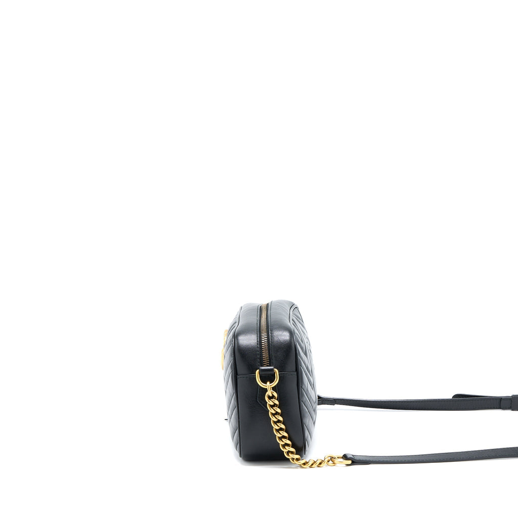 GUCCI SMALL MARMONT MATELASSE CALFSKIN BLACK GHW