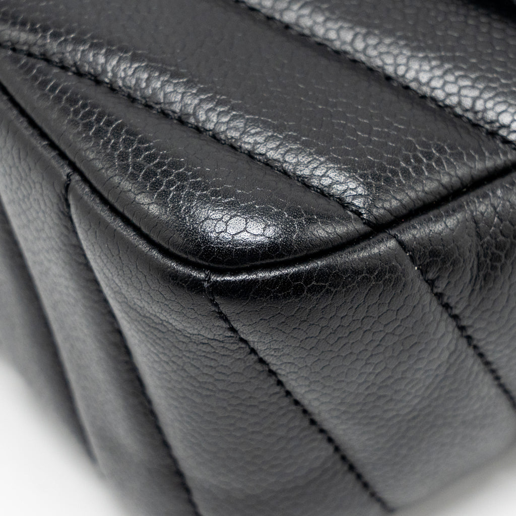 CHANEL ENVELOP FLAP BAG CHEVRON CAVIAR BLACK SHW