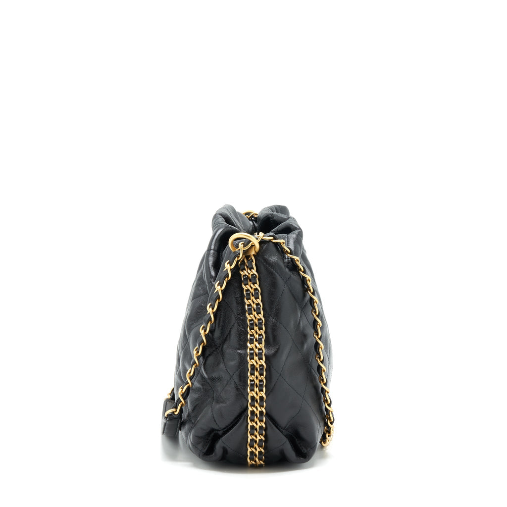 CHANEL QUILTED SHOULDER BAG LAMBSKIN BLACK GHW