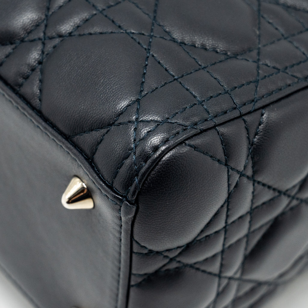DIOR MEDIUM LADY DIOR LAMBSKIN DARK BLUE SHW