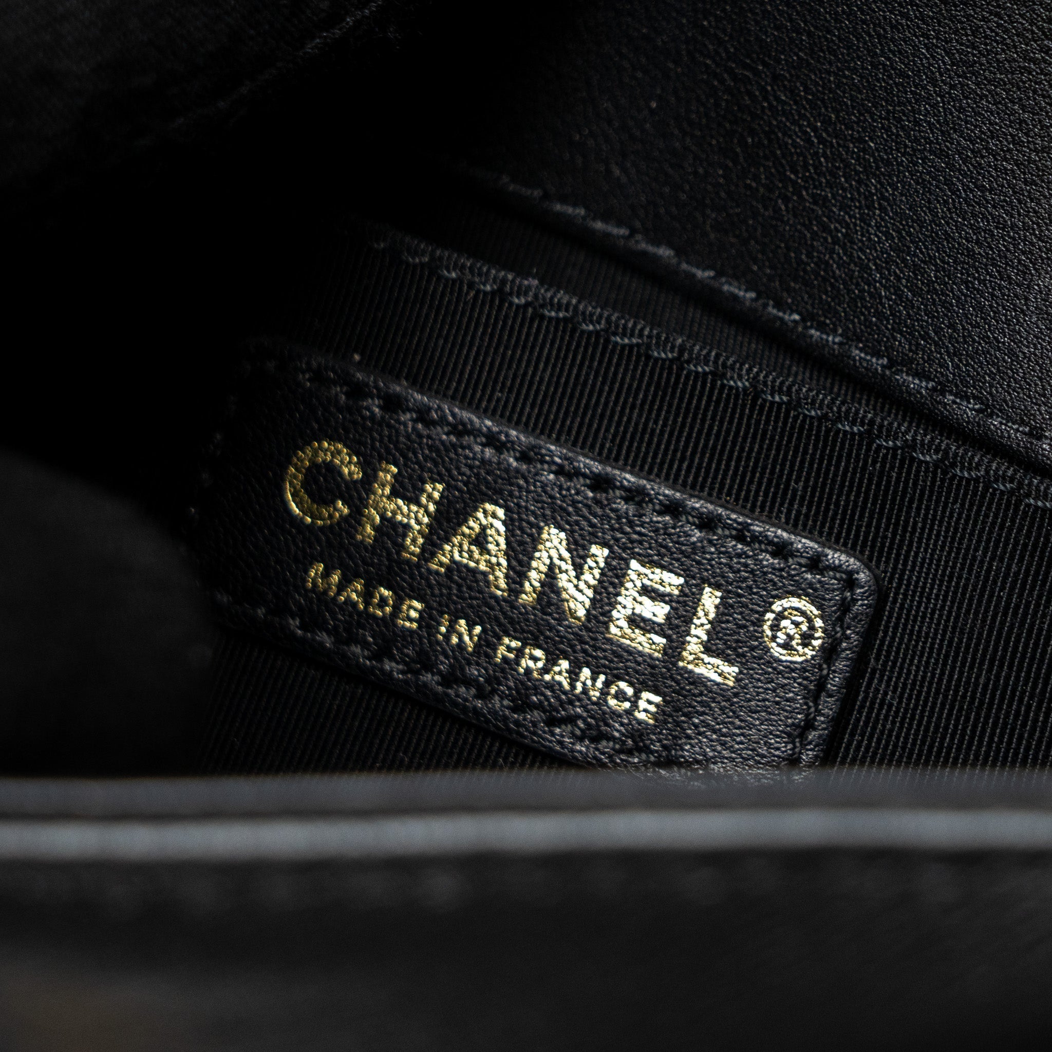 CHANEL TOP HANDLE SMALL BOY BAG CALFSKIN BLACK BRUSHED GHW