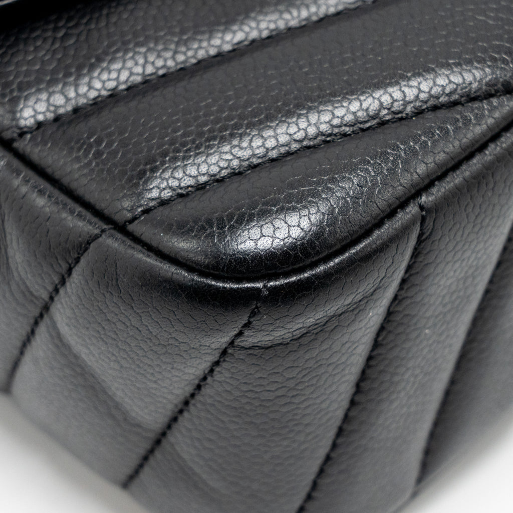 CHANEL ENVELOP FLAP BAG CHEVRON CAVIAR BLACK SHW