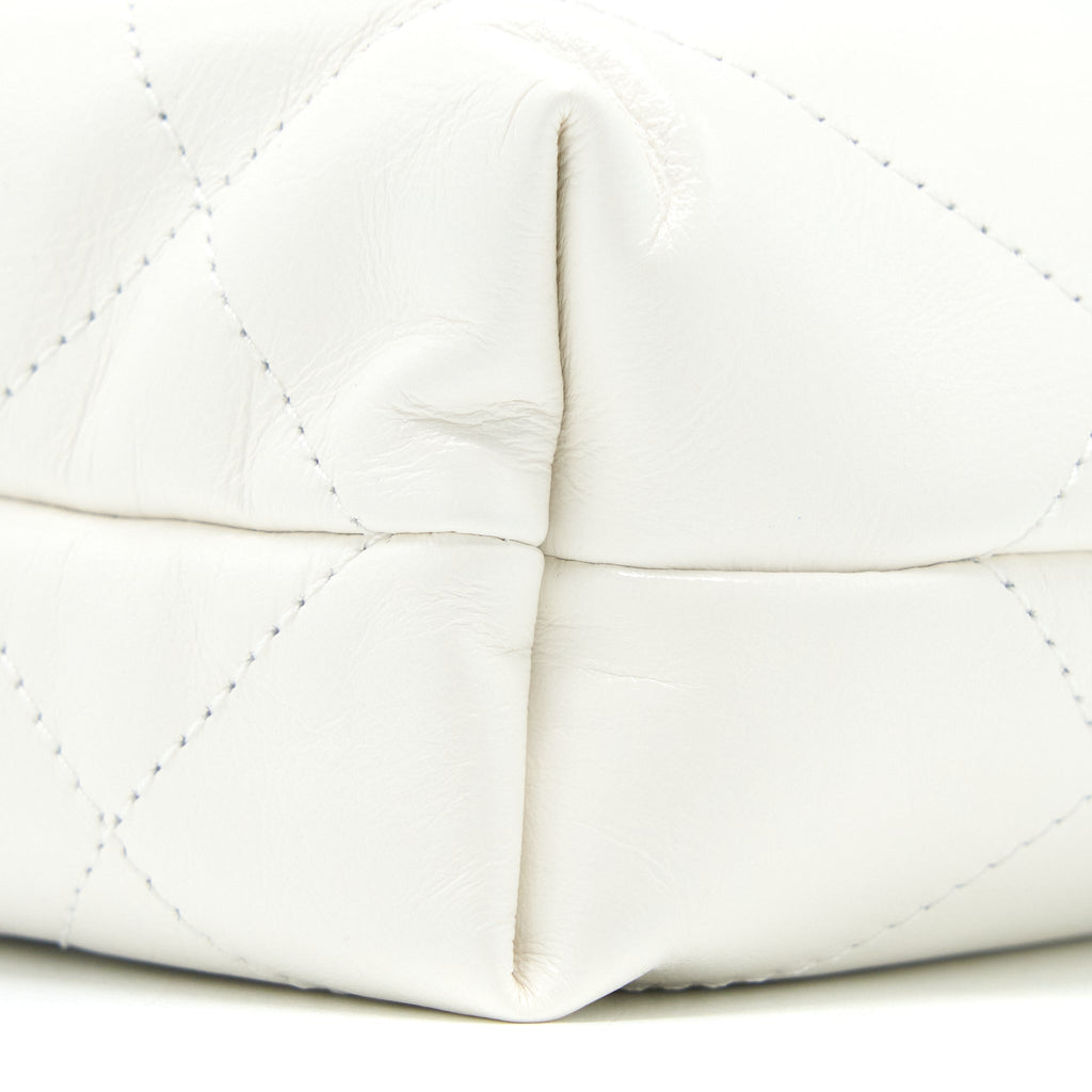 CHANEL 23S MINI 22 BAG SHINY CALFSKIN WHITE GHW (MICROCHIP)