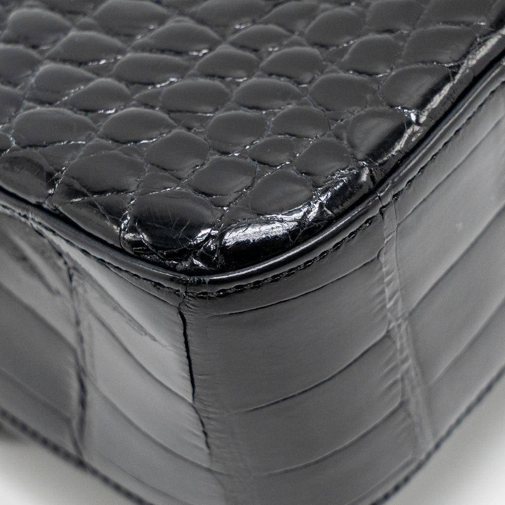 CHANEL MEDIUM CLASSIC DOUBLE FLAP BAG ALLIGATOR MISSISSIPPIENSIS BLACK GHW