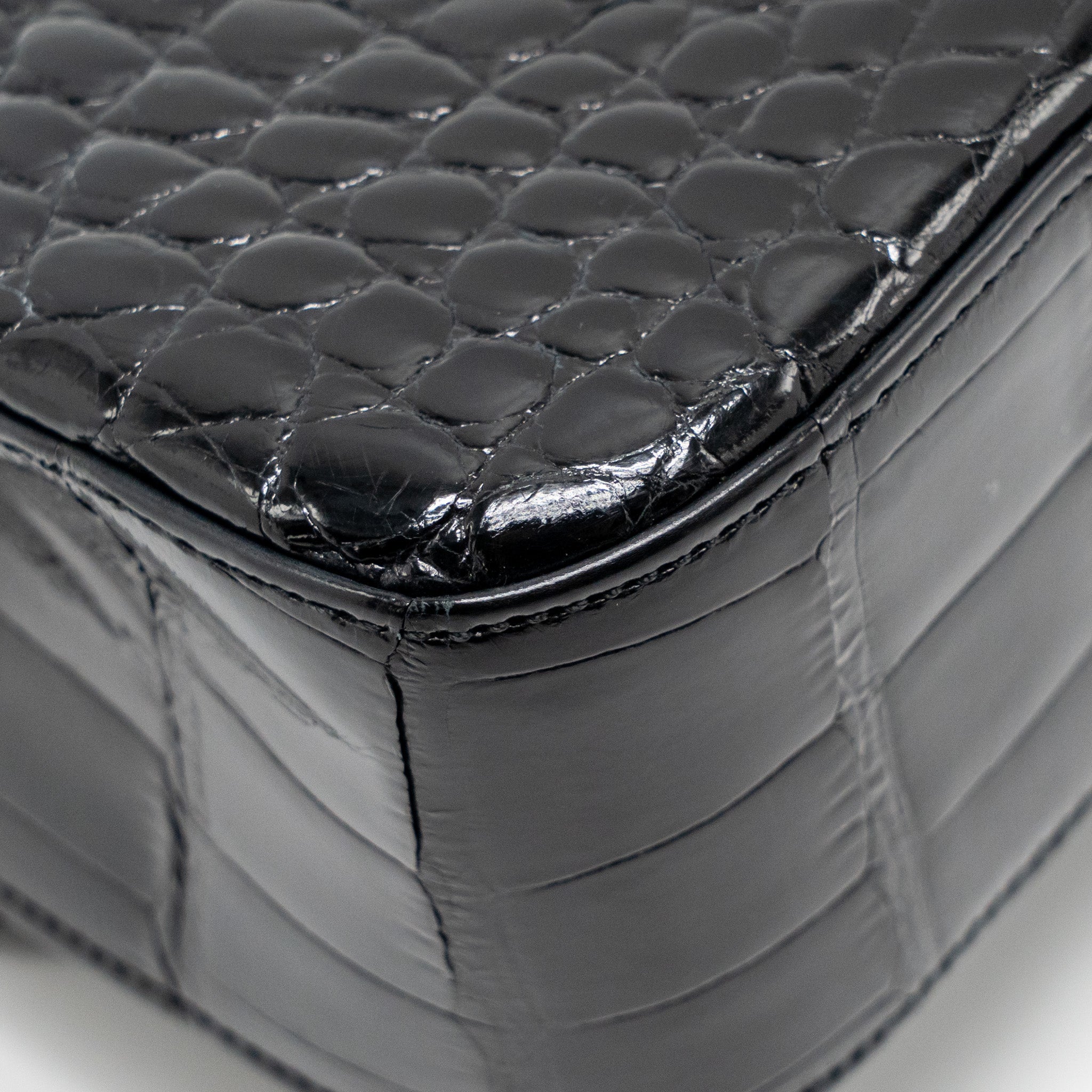 CHANEL MEDIUM CLASSIC DOUBLE FLAP BAG ALLIGATOR MISSISSIPPIENSIS BLACK GHW