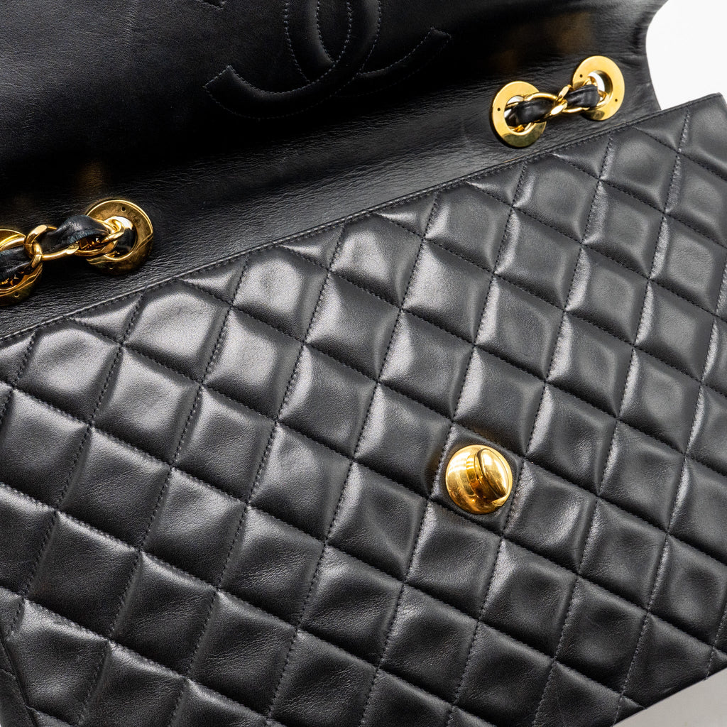 CHANEL VINTAGE CLASSIC FLAP JUMBO BAG CALFSKIN BLACK GHW