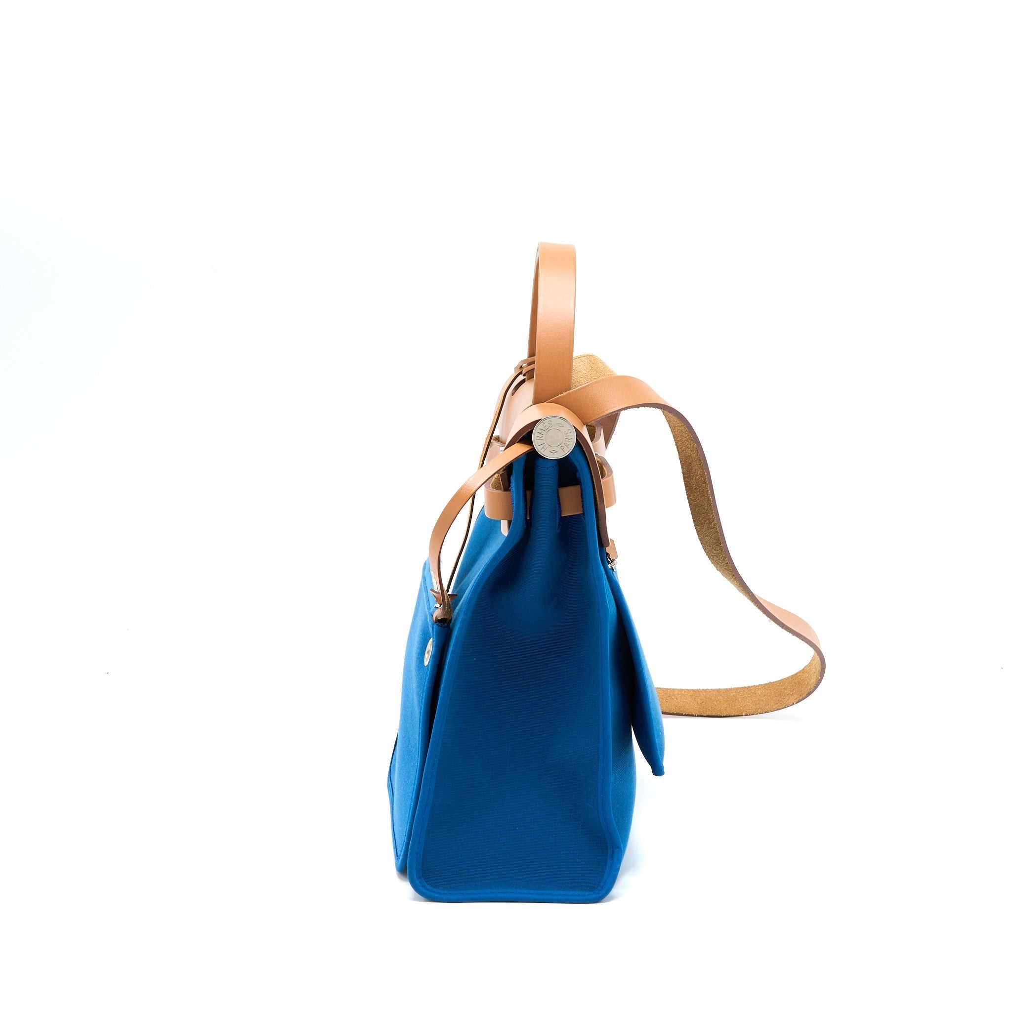 HERMES HERBAG ZIP 31 BAG CANVAS BLUE SHW
