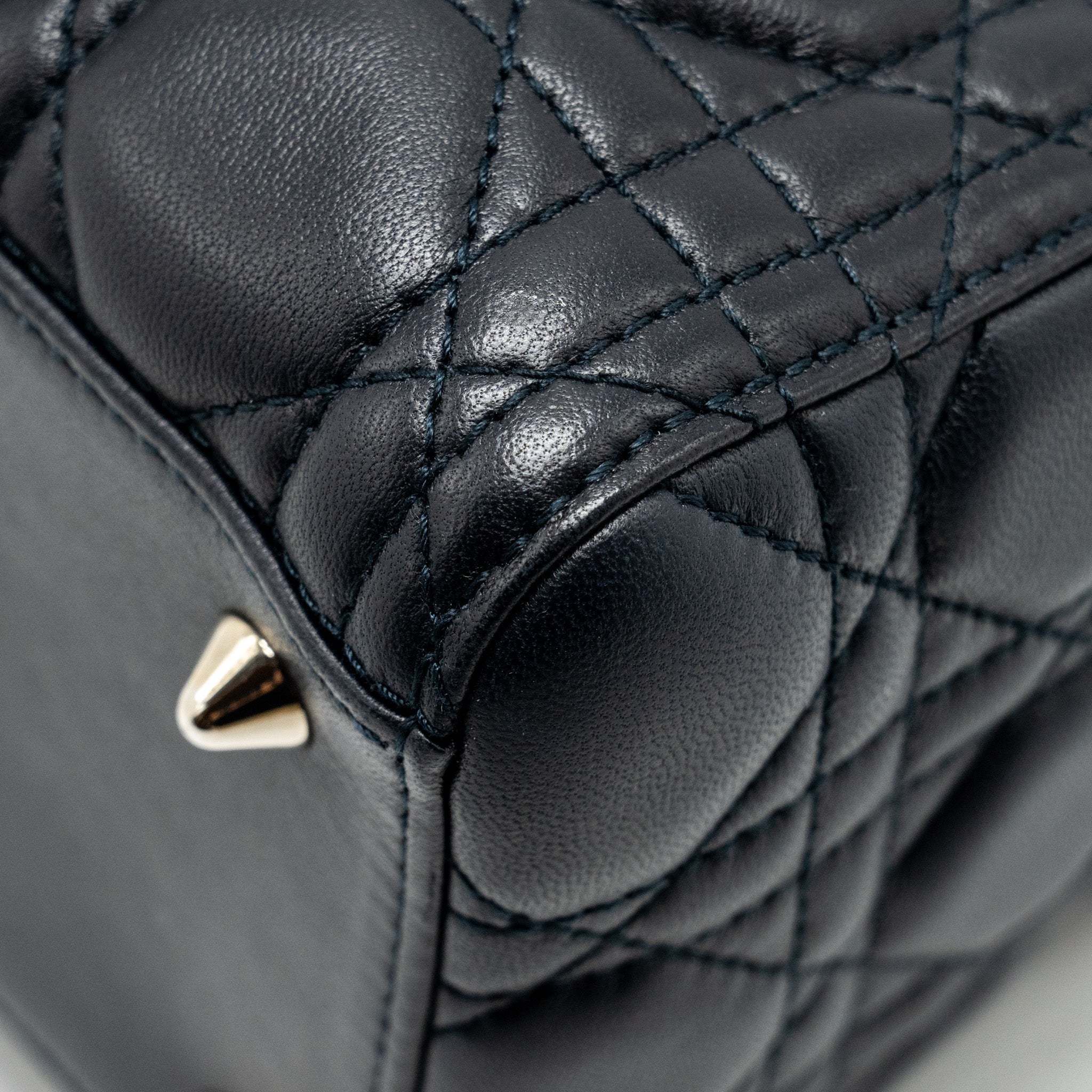 DIOR MEDIUM LADY DIOR LAMBSKIN DARK BLUE SHW