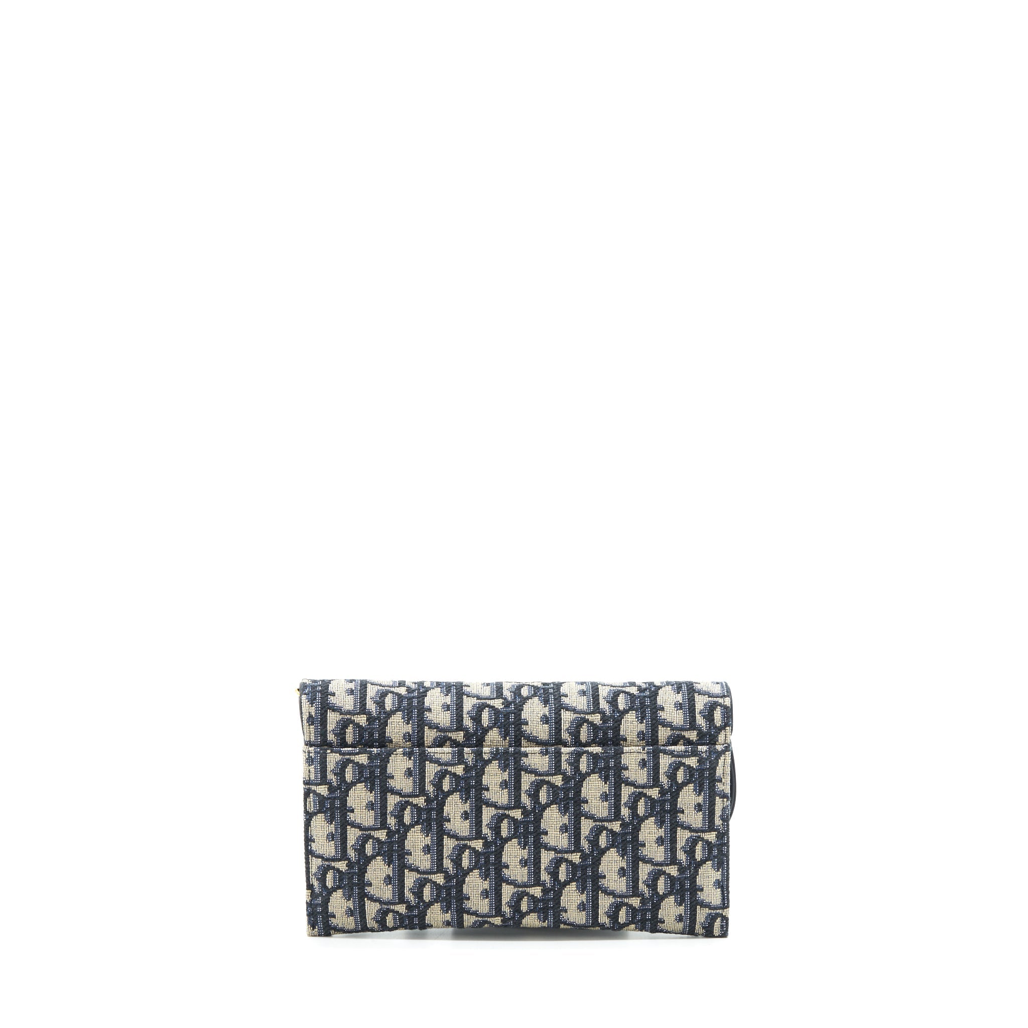 DIOR SADDLE WALLET ON CHAIN BLUE OBLIQUE JACQUARD