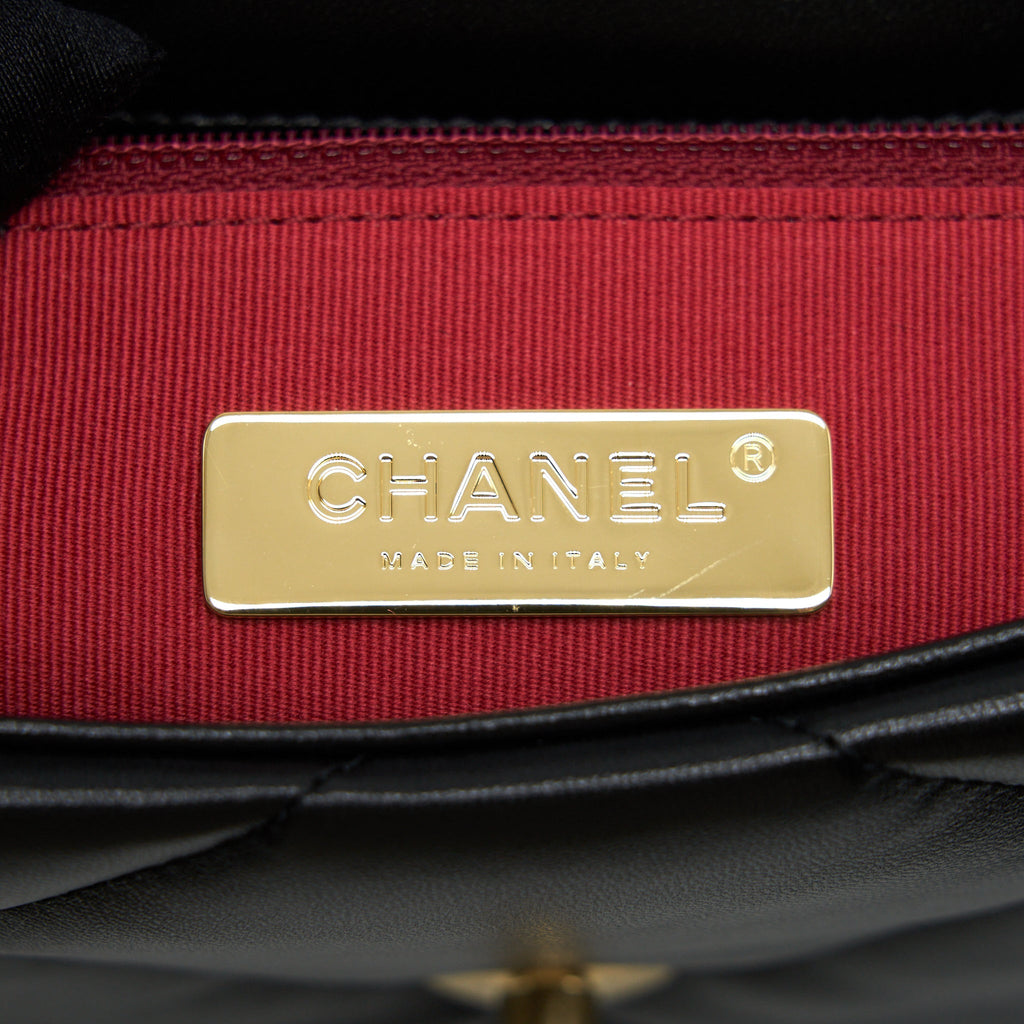 CHANEL SMALL 19 BAG LAMBSKIN BLACK WITH MULTICOLOUR HARDWARE (MICROCHIP)