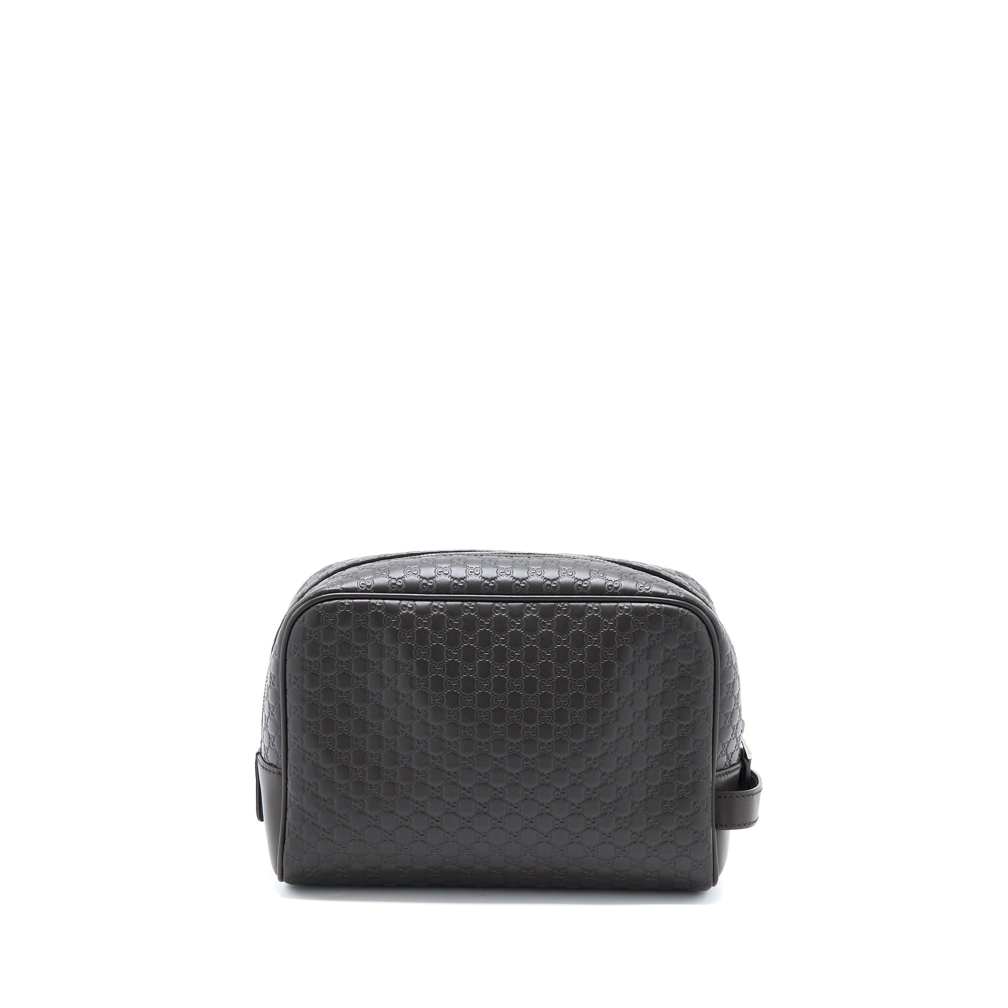 GUCCI GG PRINT POUCH CALFSKIN DARK BROWN SHW