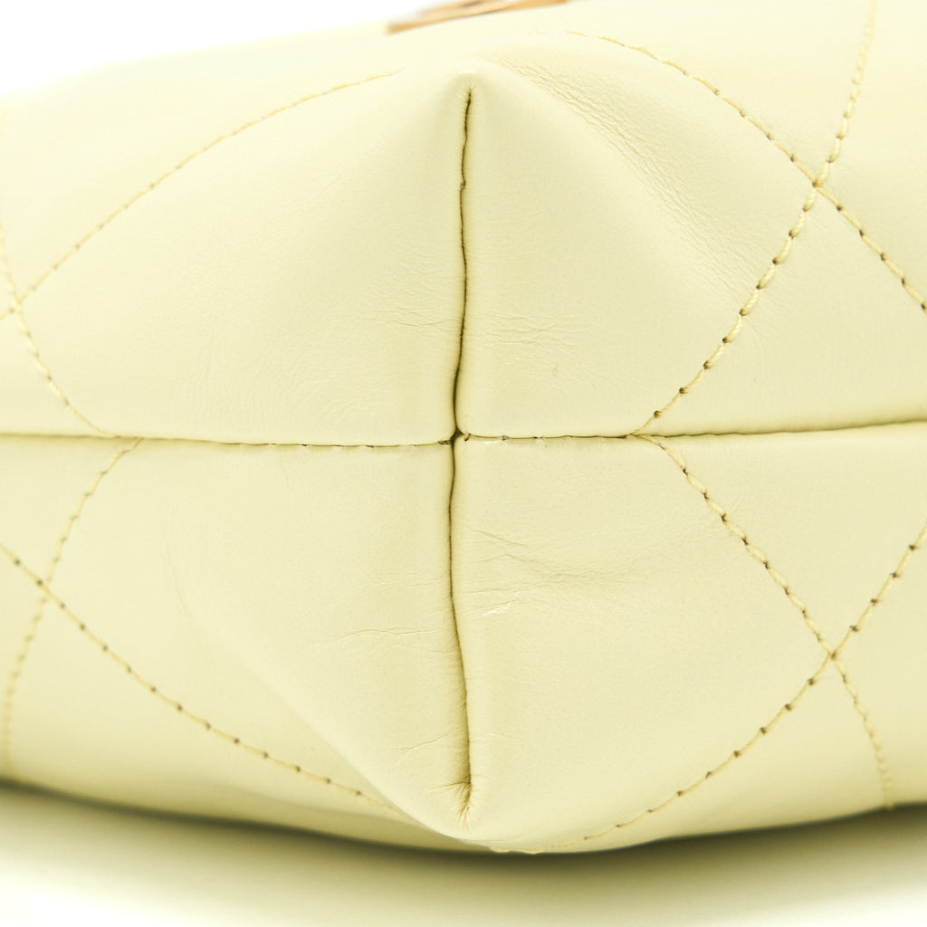 CHANEL 23S MINI 22 BAG SHINY CALFSKIN LIGHT YELLOW GHW (MICROCHIP)