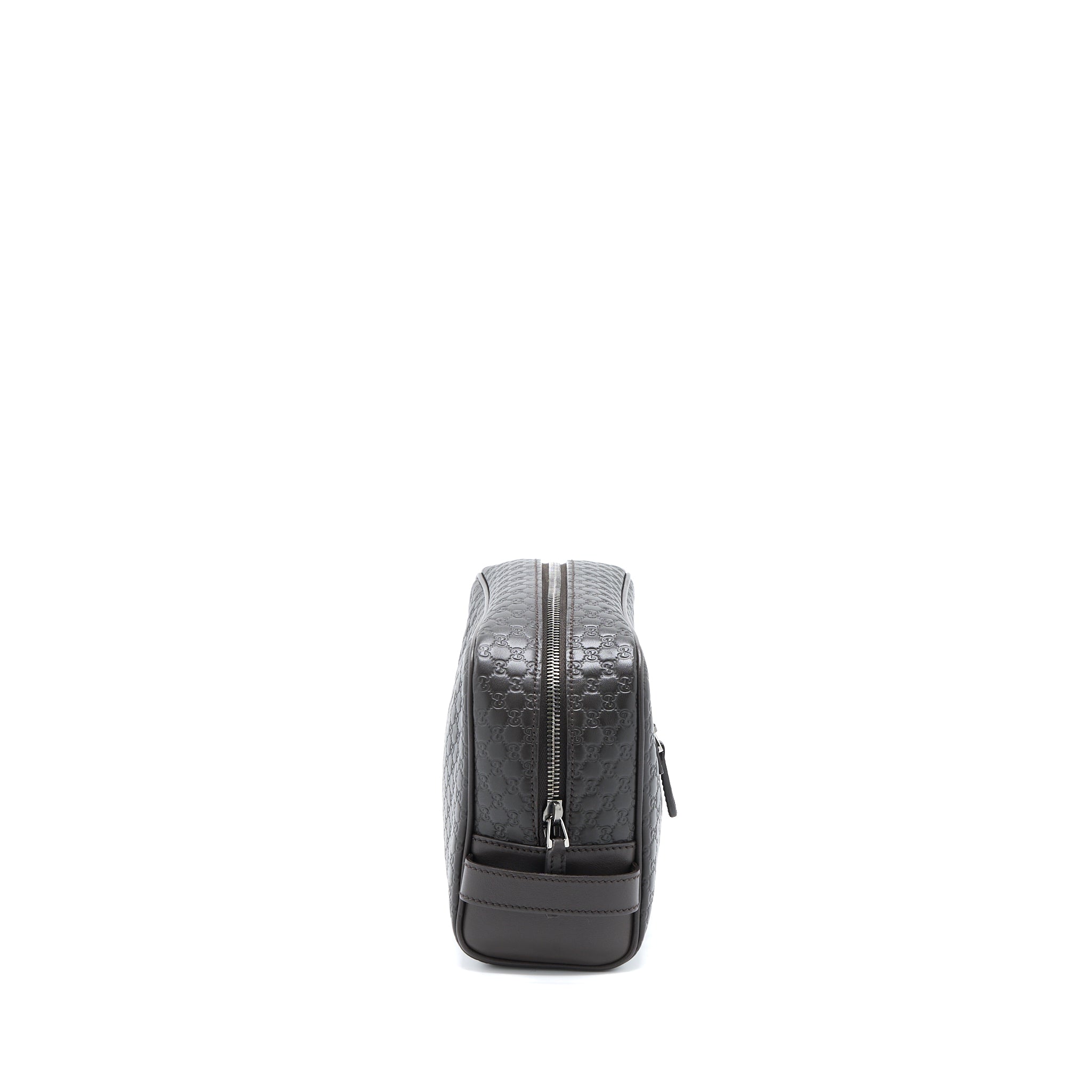 GUCCI GG PRINT POUCH CALFSKIN DARK BROWN SHW