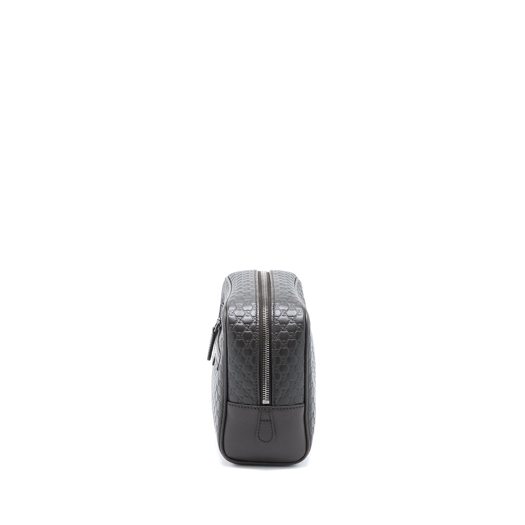 GUCCI GG PRINT POUCH CALFSKIN DARK BROWN SHW