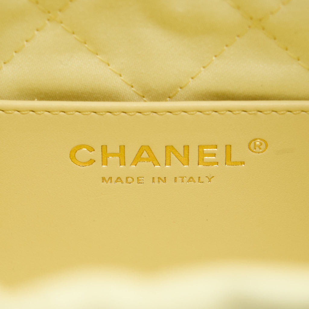 CHANEL 23S MINI 22 BAG SHINY CALFSKIN LIGHT YELLOW GHW (MICROCHIP)