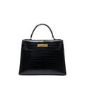 HERMES VINTAGE KELLY 28 ALLIGATOR BLACK GHW
