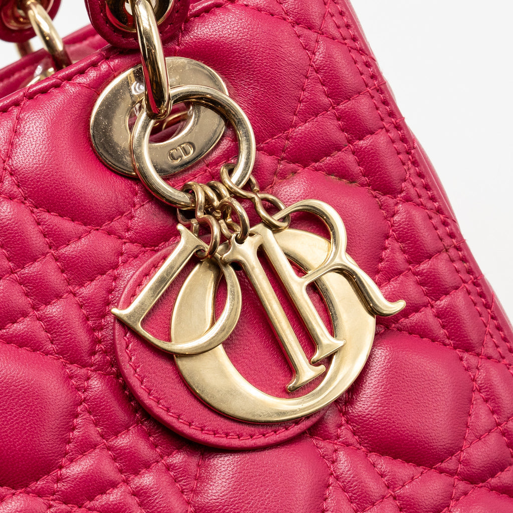 DIOR MEDIUM LADY DIOR LAMBSKIN PINK GHW