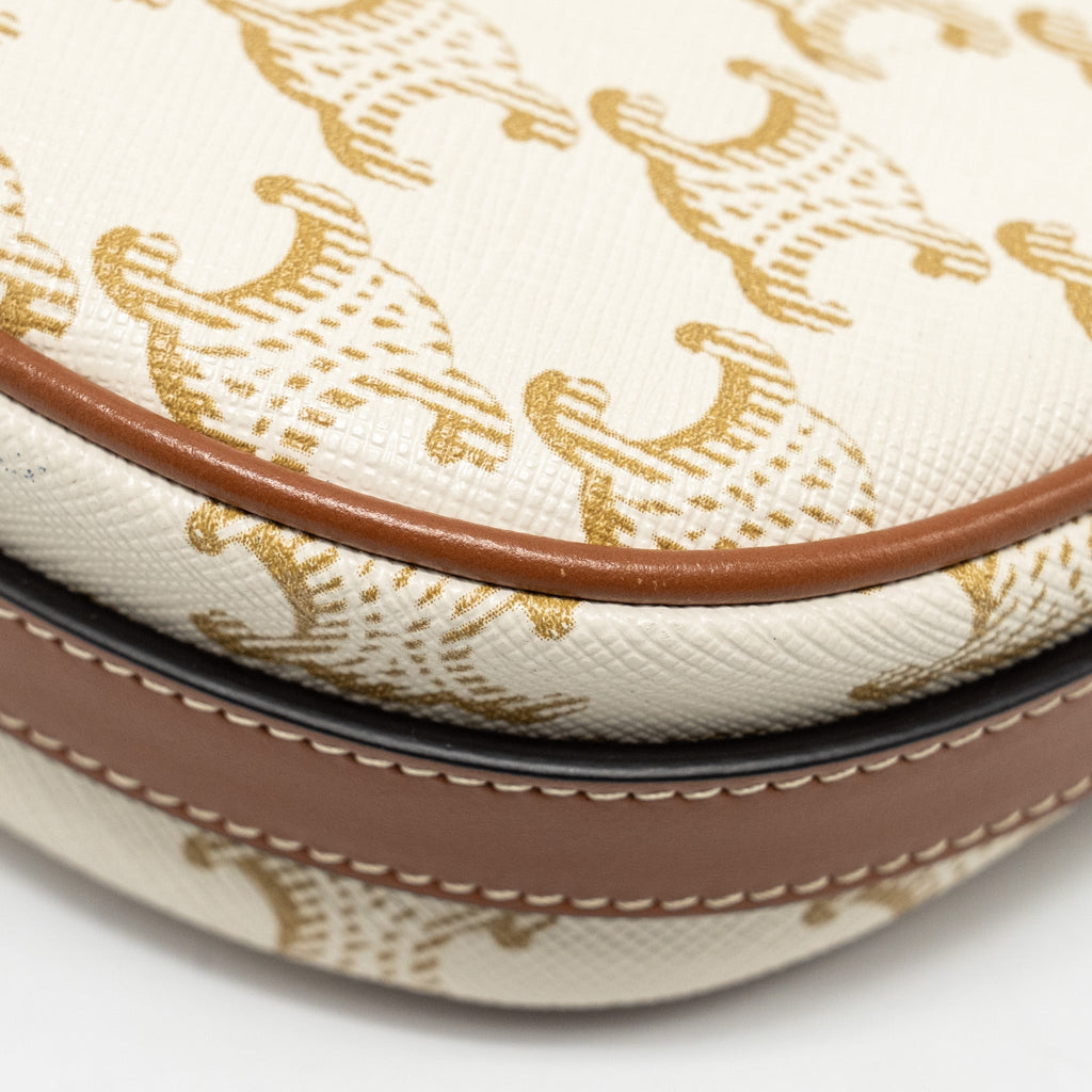 CELINE MINI AVA BAG TRIOMPHE CANVAS/CALFSKIN WHITE/BROWN GHW