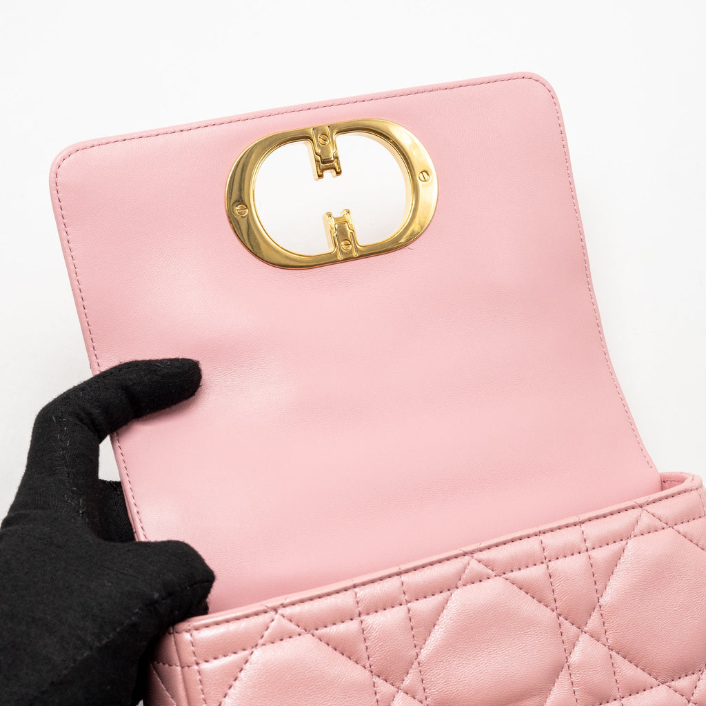 DIOR SMALL SOFT CARO BAG LAMBSKIN MELOCOTON GHW