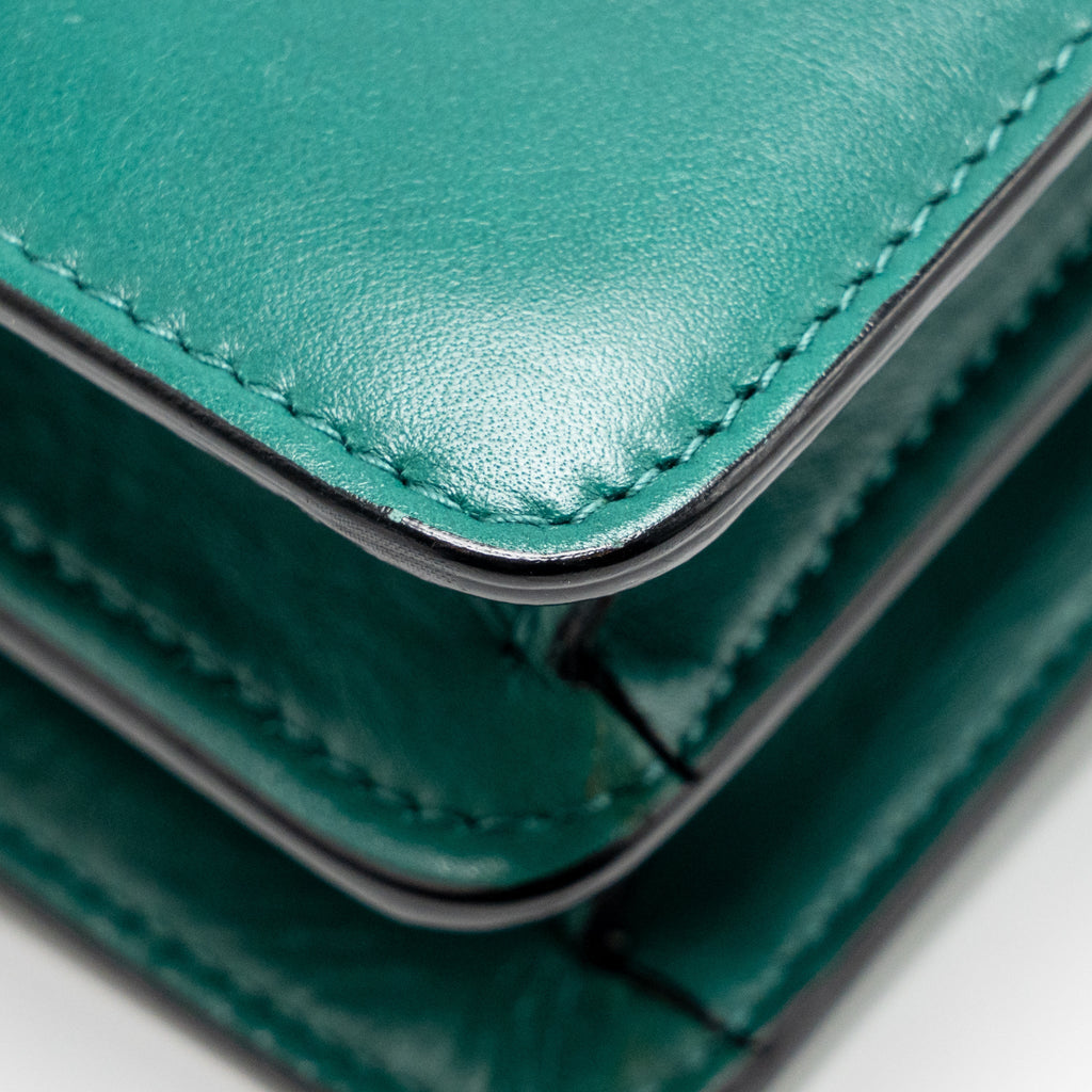 BVLGARI SERPENTI FOREVER FLAP BAG CALFSKIN GREEN LGHW