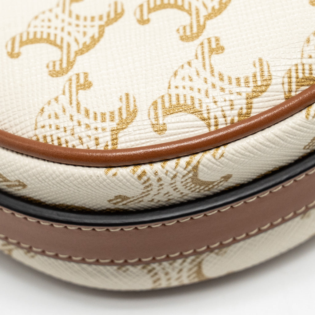 CELINE MINI AVA BAG TRIOMPHE CANVAS/CALFSKIN WHITE/BROWN GHW