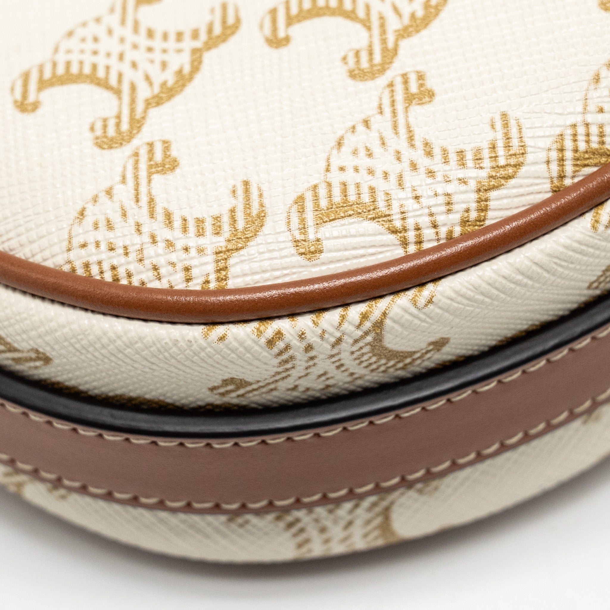 CELINE MINI AVA BAG TRIOMPHE CANVAS/CALFSKIN WHITE/BROWN GHW