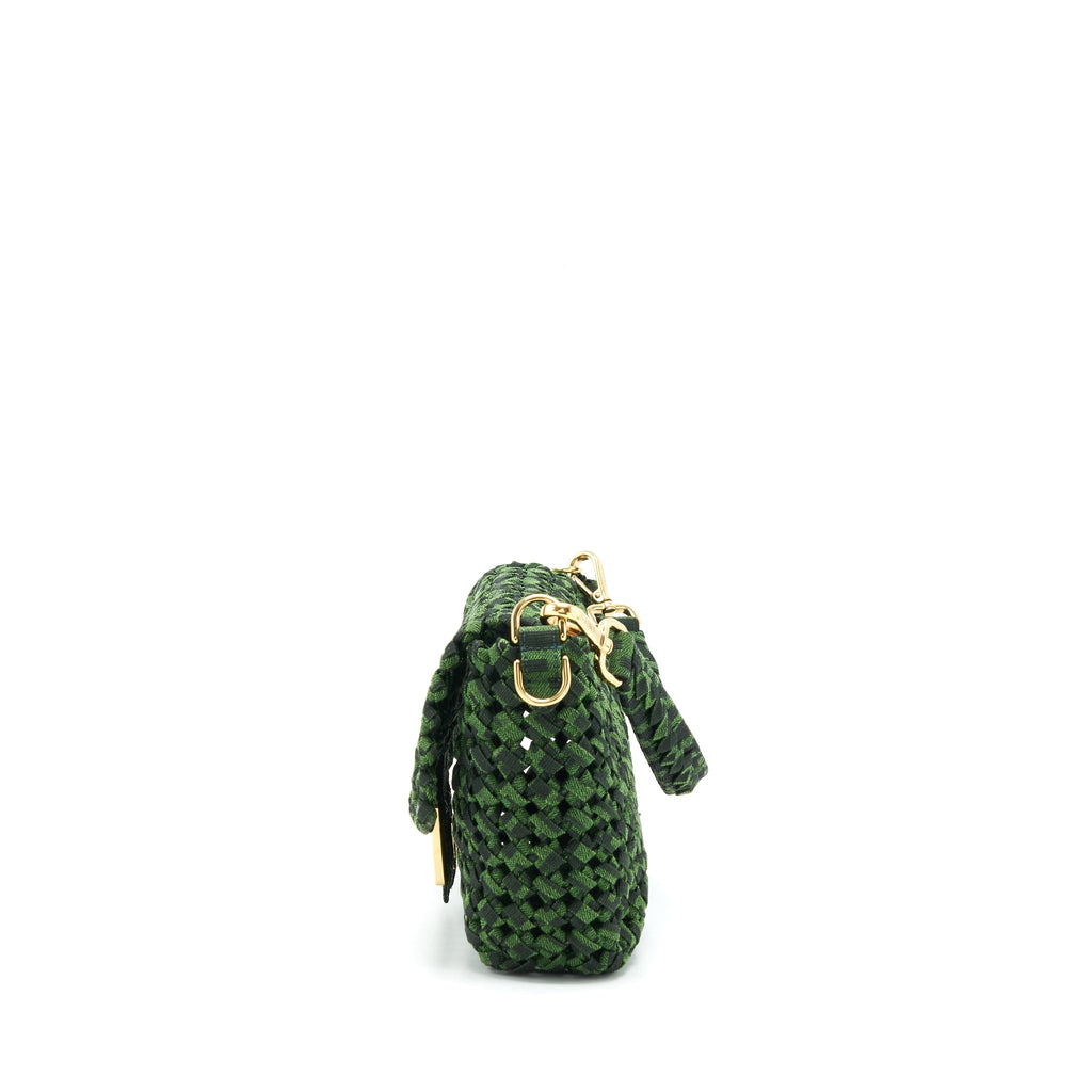 FENDI BAGUETTE LIMITED EDITION TWEED GREEN GHW
