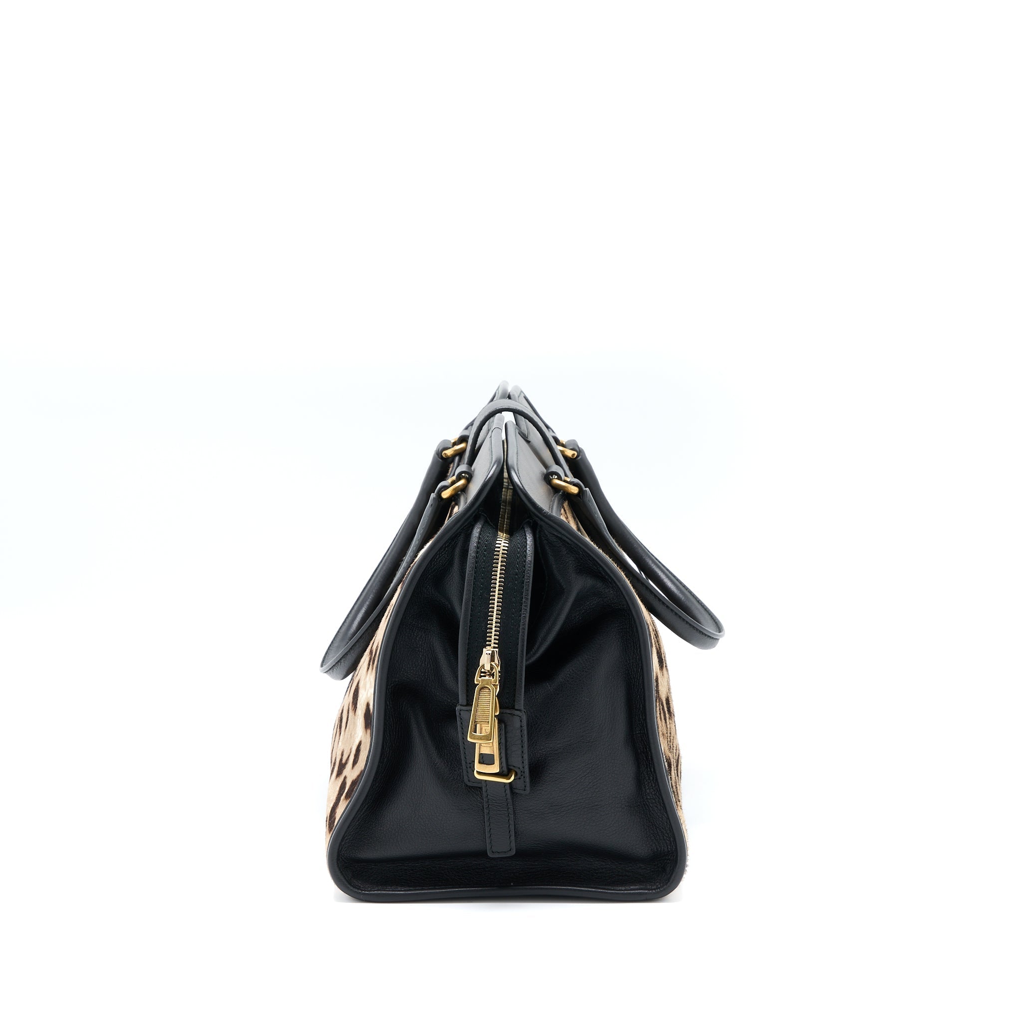 SAINT LAURENT CABAS CHYC TOTE BAG ANIMAL PRINT HORSEHAIR/CALFSKIN BLACK GHW