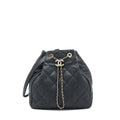 CHANEL BUCKET BAG QUILTED LAMBSKIN BLACK LGHW