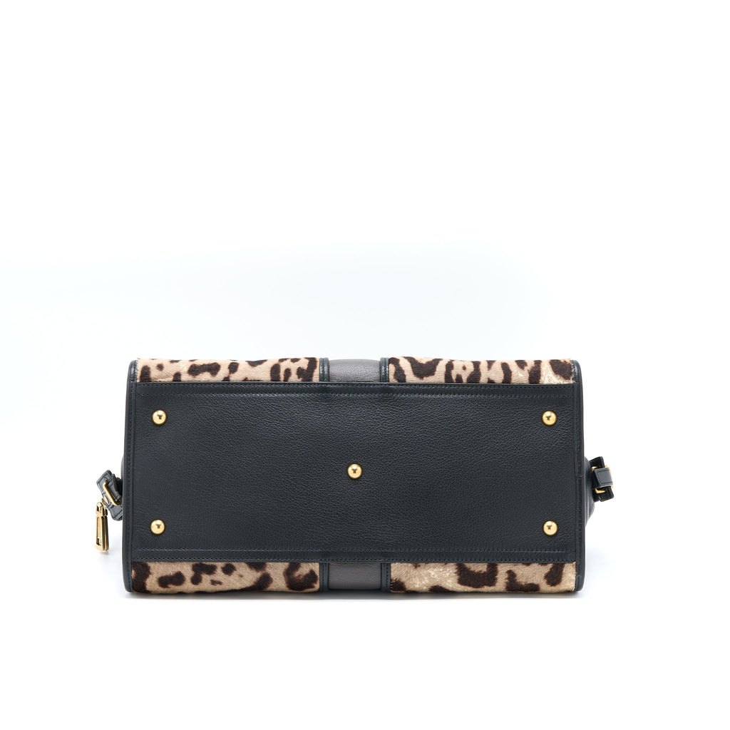 SAINT LAURENT CABAS CHYC TOTE BAG ANIMAL PRINT HORSEHAIR/CALFSKIN BLACK GHW