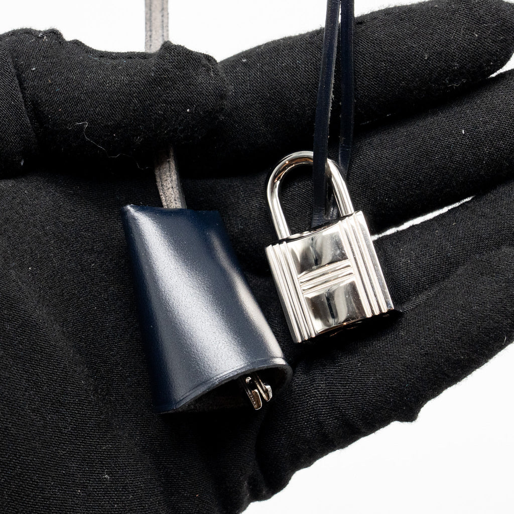 HERMES HERBAG 31 ZIP BAG CANVAS/HUNTER BLUE SHW