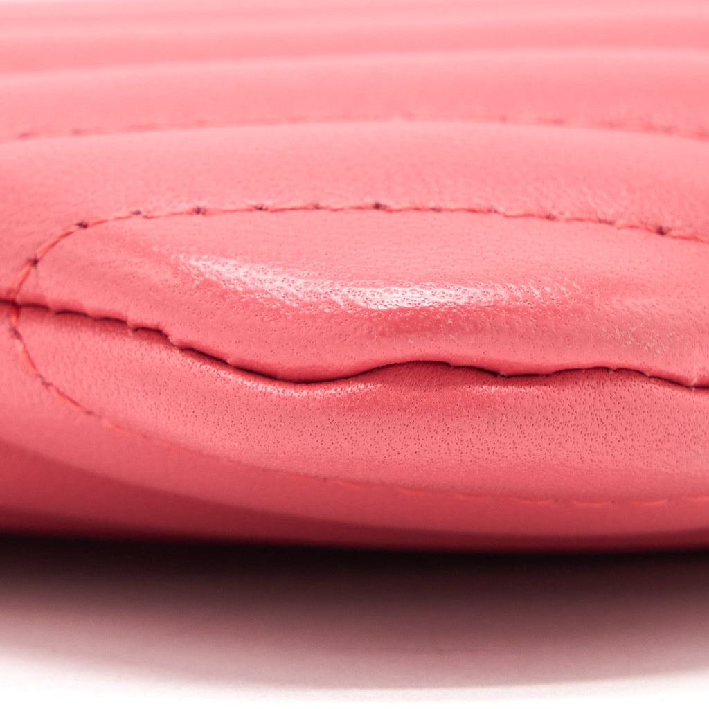 CHANEL CHEVRON CLUTCH LAMBSKIN PINK LGHW