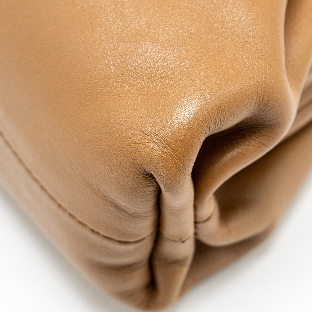 BOTTEGA VENETA MINI THE POUCH SMOOTH CALFSKIN DARK BEIGE GHW