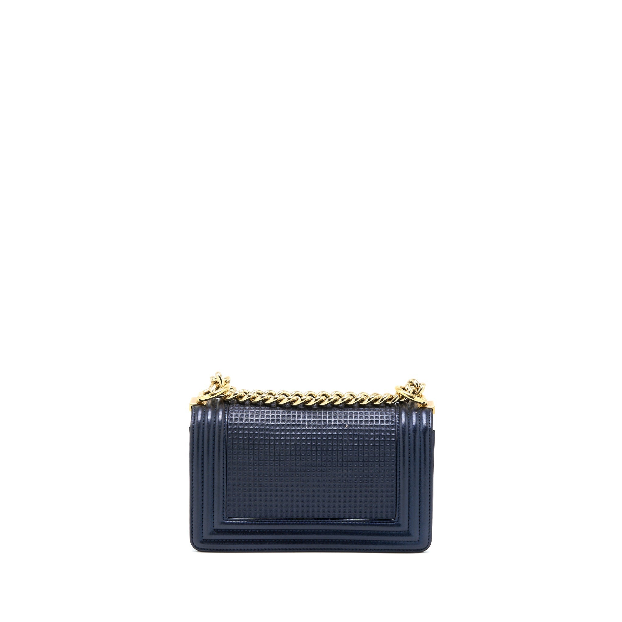 CHANEL SMALL BOY BAG LAMBSKIN NAVY MULTICOLOUR HARDWARE
