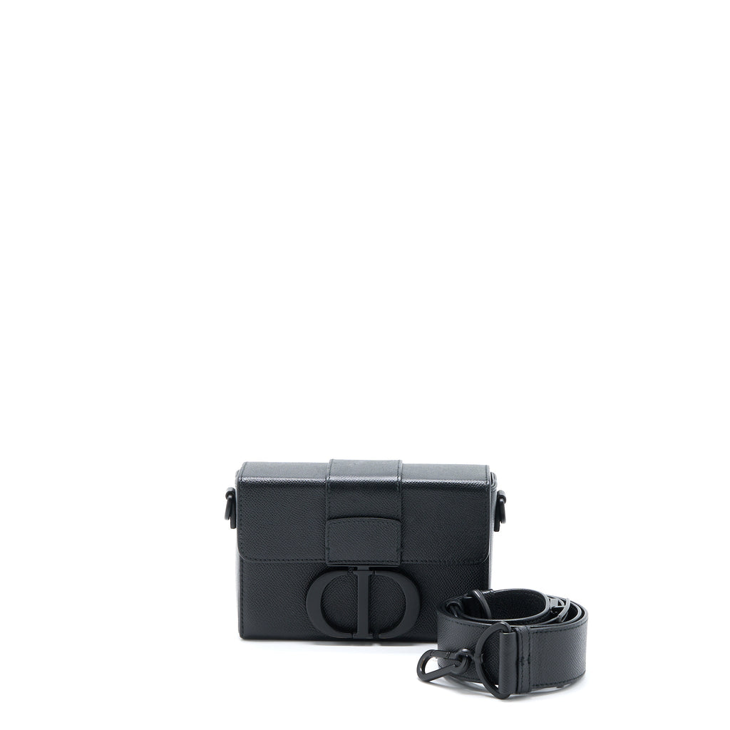 DIOR 30 MONTAIGNE BOX CALFSKIN BLACK WITH BLACK HARDWARE