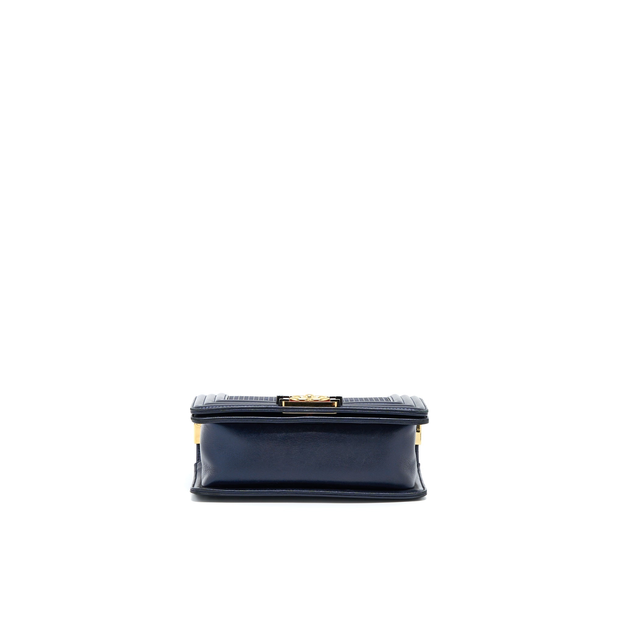 CHANEL SMALL BOY BAG LAMBSKIN NAVY MULTICOLOUR HARDWARE