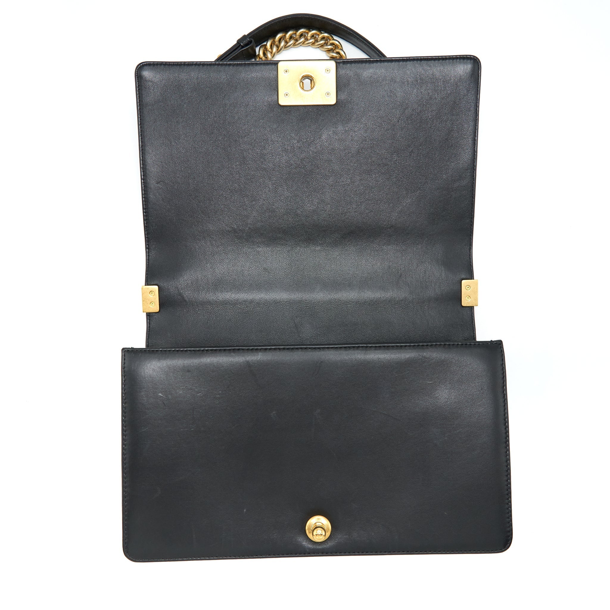 CHANEL BOY BAG NEW MEDIUM (28CM) LAMBSKIN BLACK RUTHENIUM GHW