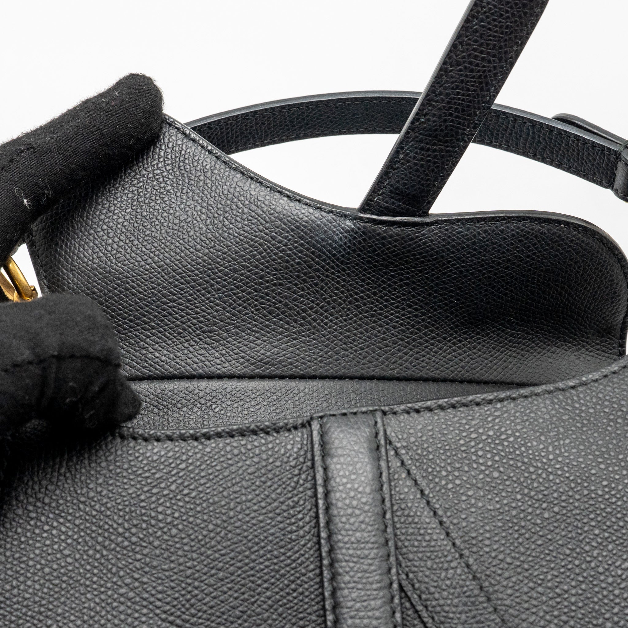 DIOR MINI SADDLE GRAINED CALFSKIN BLACK GHW