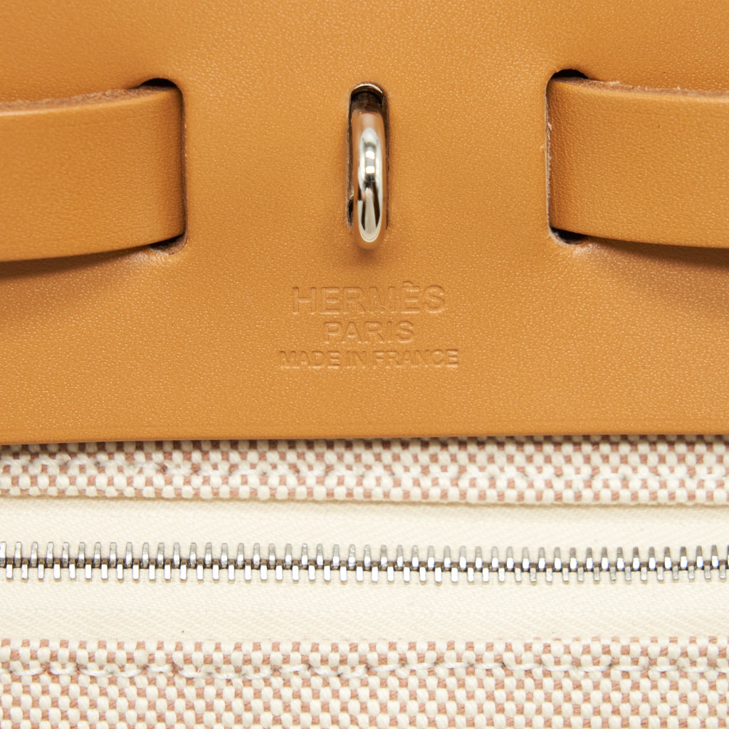 HERMES HERBAG ZIP 31 TOILE H EN RELIEF BRIDES SABLE/ECRU-BEIGE/NAT SABLE