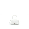BALENCIAGA MINI HOURGLASS BAG CROC EMBOSSED CALFSKIN WHITE SHW