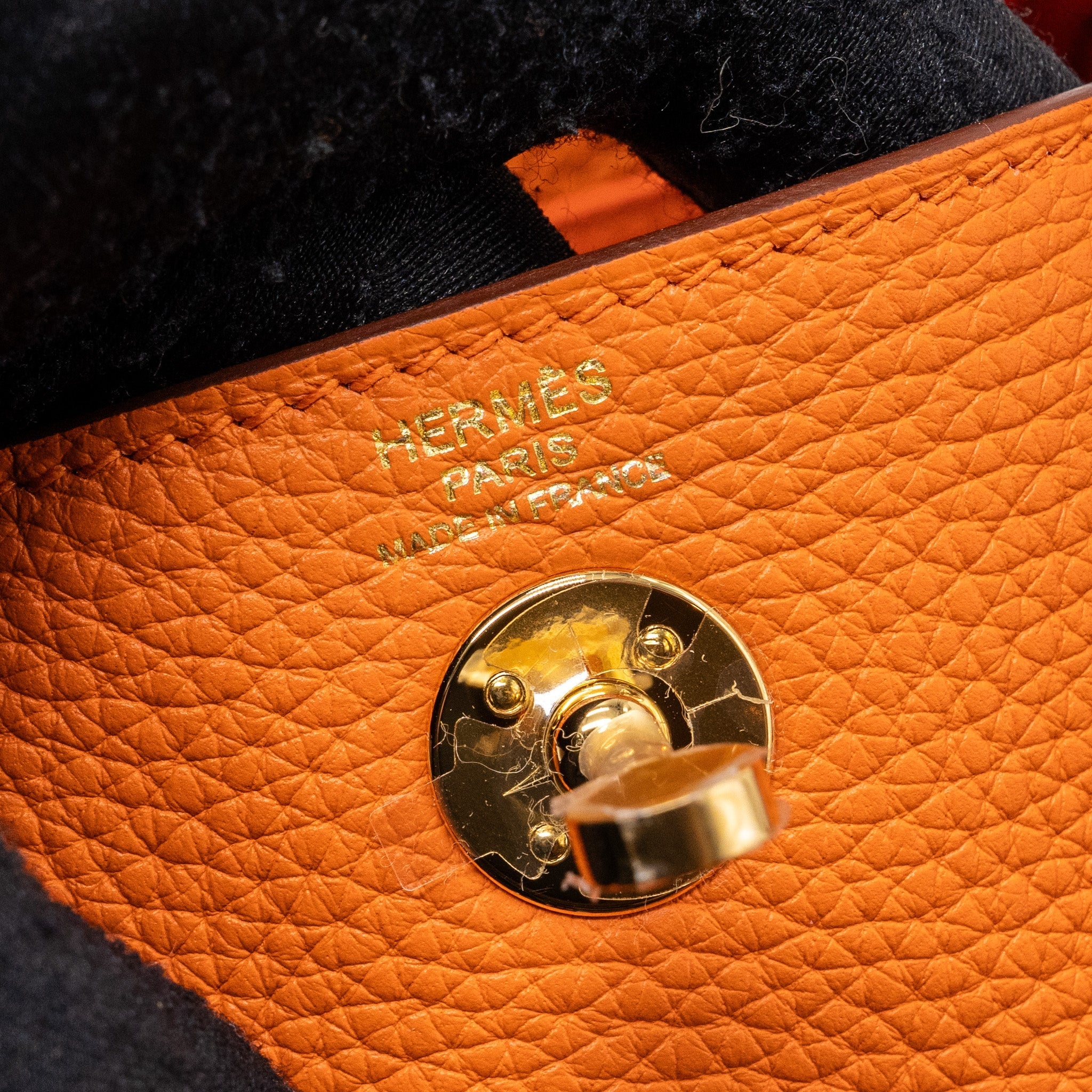 HERMES MINI LINDY CLEMENCE ORANGE GHW
