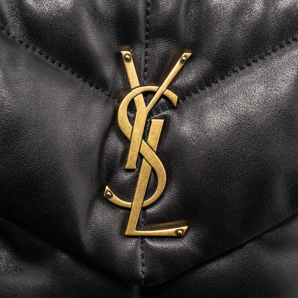 SAINT LAURENT SMALL PUFFER QUILTED NAPPA LEATHER BLACK GHW