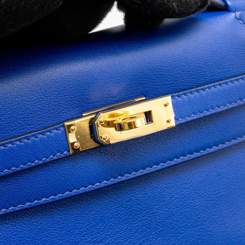 HERMES KELLY POCHETTE SWIFT BLUE ELECTRIC GHW