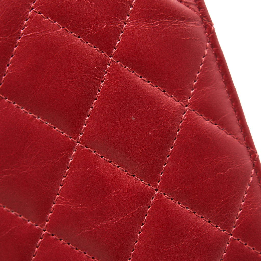 CHANEL WALLET ON CHAIN RED CALFSKIN RUTHENIUM HARDWARE